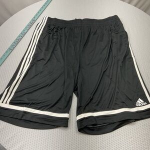 Adidas Men's Black Athletic Shorts with White Stripes